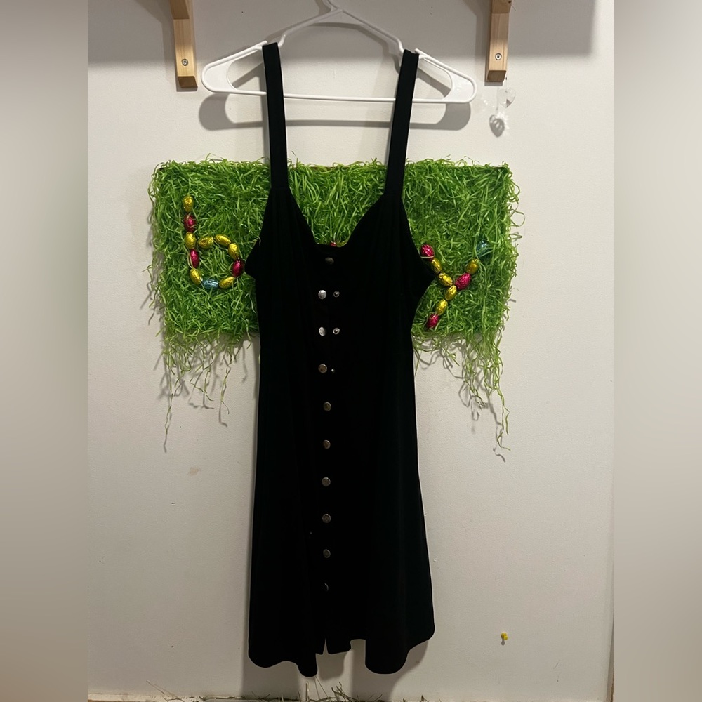 Black Button-Up Suede Dress